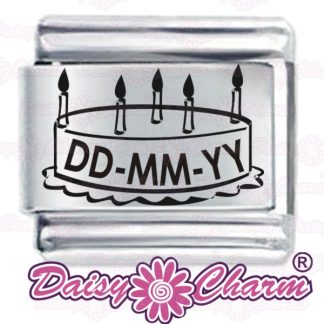 Date on Birthday Cake Italian Charm - Personalised