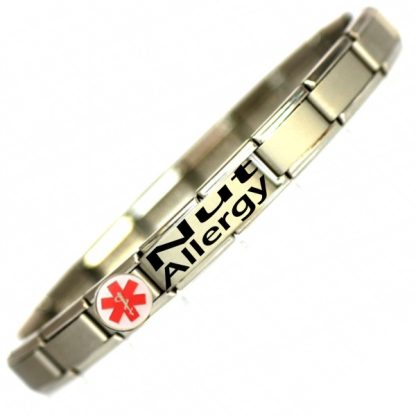 Nut Allergy Medical ID Alert Bracelet - One size fits a