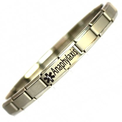 Anaphylaxis Medical ID Alert Bracelet - One size fits all.