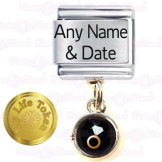 My Life Token - Personalised Engagement Name & Date Italian Charm