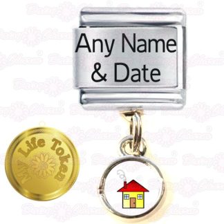 My Life Token - Personalised House Name & Date Italian Charm