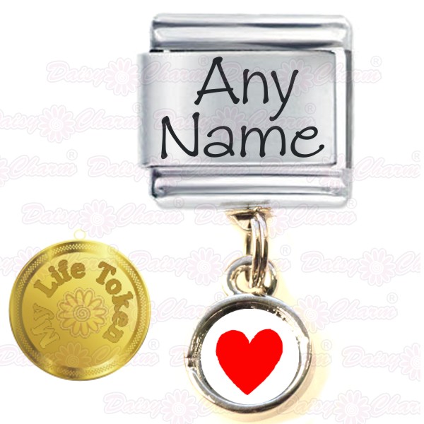 My Life Token - Personalised Love Heart Name Italian Charm