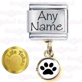 My Life Token - Personalised Pet Paw Name Italian Charm