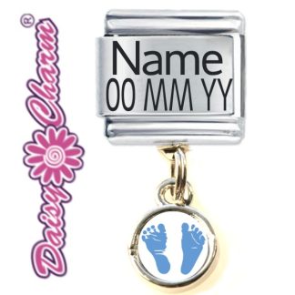 My Life Token - Personalised Baby Boy Name &  Date Italian Charm