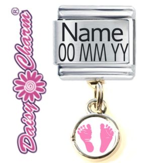 My Life Token - Personalised Baby Girl Name & Date Italian Charm
