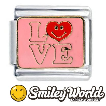 SmileyWorld Officially Licensed Smiley Pink Love Italian Charm