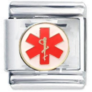 High Blood Pressure Alert Red Enamel Medical Symbol Laser Etched Italian Charm