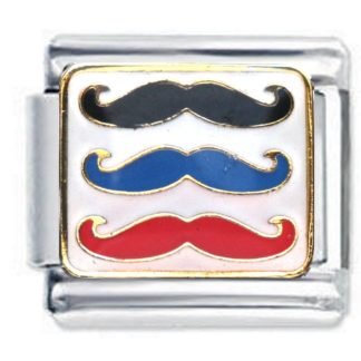 Triple Moustache Italian Charm for Classic size bracelet