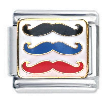 Triple Moustache Italian Charm for Classic size bracelet