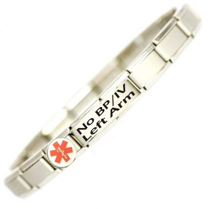 No BP/IV Left Arm Medical ID Alert Bracelet.