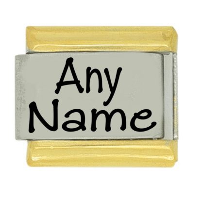 18k trim Custom Made ETCHED Italian Charm  - Any Name or