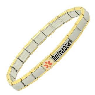 Gold Trim Rivaroxaban User Stainless Steel Medical Alert Bracelet