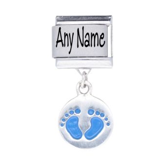 Silver & Stainless Steel - Personalised Baby Boy Name Italian Charm