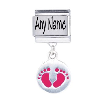 Silver & Stainless Steel - Personalised Baby Girl Name Italian Charm