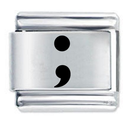 Semi Colon ETCHED Italian Charm