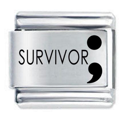 Survivor Semi Colon ETCHED Italian Charm