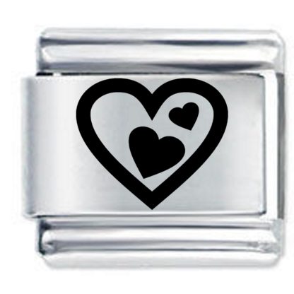 Triple Heart ETCHED Italian Charm