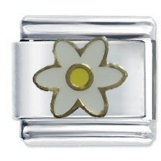 White Daisy Flower Enamel  Italian Charm