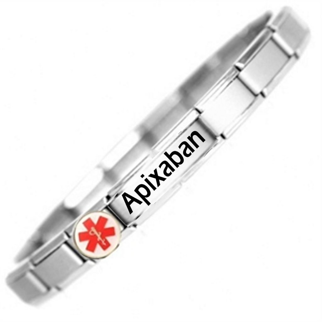 Taking Apixaban Medical ID Alert Bracelet. JSC Jewellery