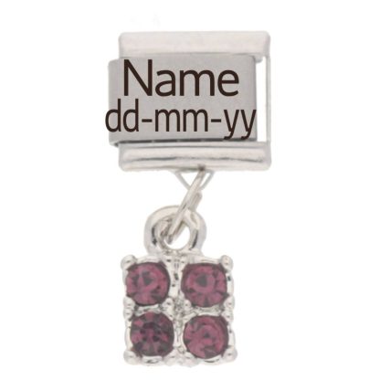 Personalised FEB Birthstone Dangle Name & Date Charm
