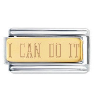 I CAN DO IT 18K Gold Plate Engraved Superlink Inspirational Motivational Bracelet Charm