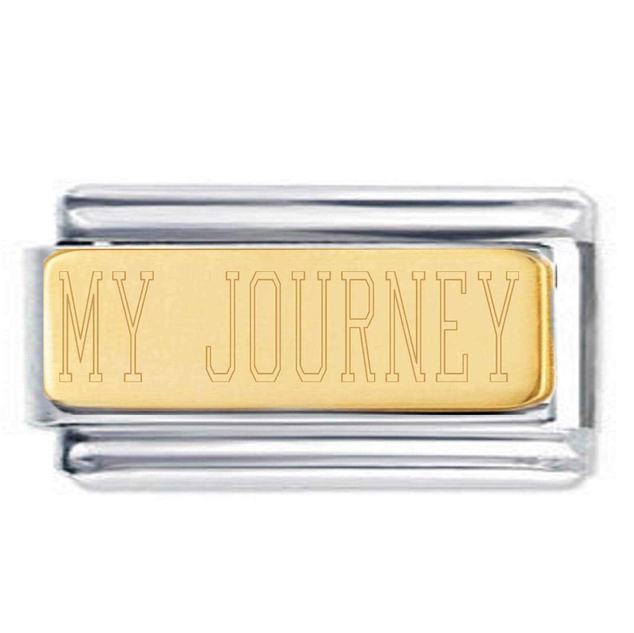 MYJOURNEY 18K Gold Plate Engraved Superlink Inspirational Motivational Bracelet Charm