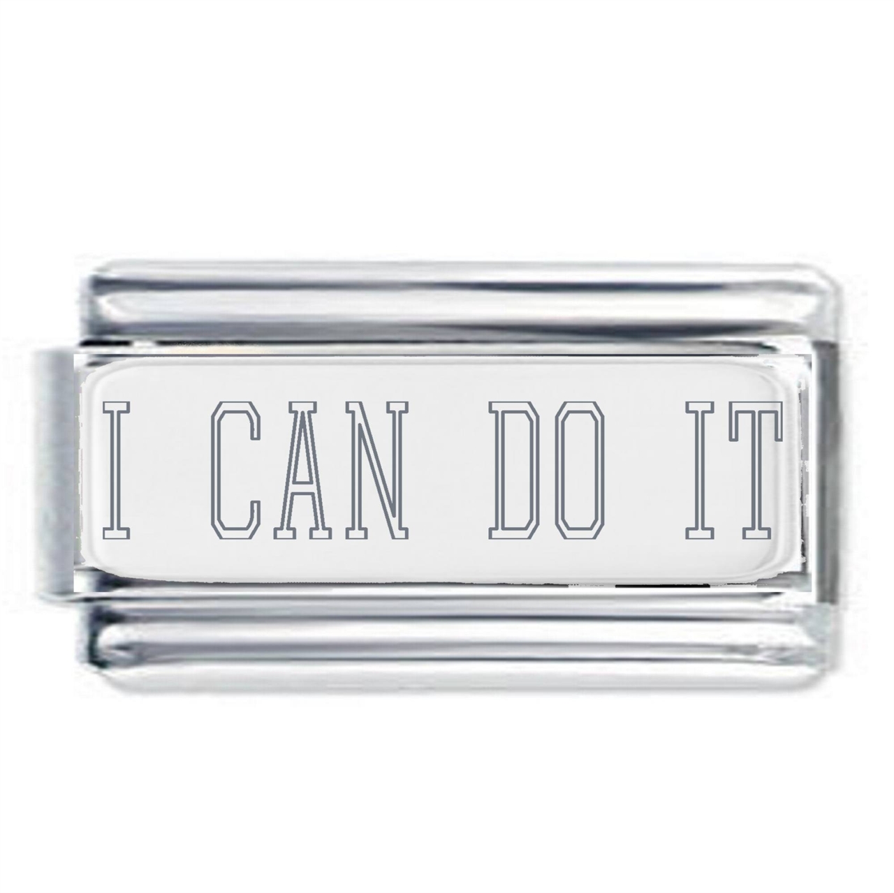 I CAN DO IT Silver Plate Engraved Superlink Inspirational Motivational Bracelet Charm