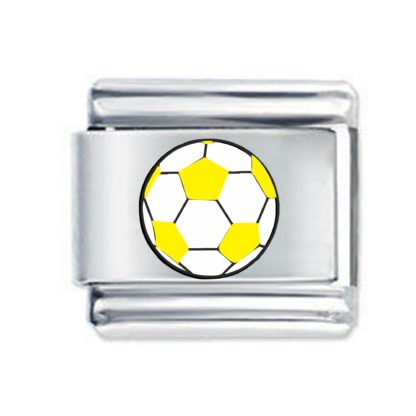 Colorev White & Yellow Football Italian Charm - Compatable with all 9mm Italian Style Charm Bracelets