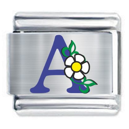 Colorev Daisy Charm - BLUE DAISY LETTER A - 9mm Italian Modular charm bracelets