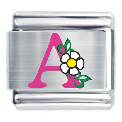 Colorev Daisy Charm - PINK DAISY LETTER A - 9mm Italian Modular charm bracelets