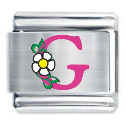 Colorev Daisy Charm - PINK DAISY LETTER G - 9mm Italian Modular charm bracelets