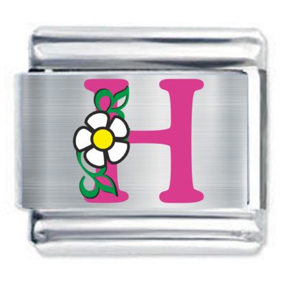 Colorev Daisy Charm - PINK DAISY LETTER H - 9mm Italian Modular charm bracelets