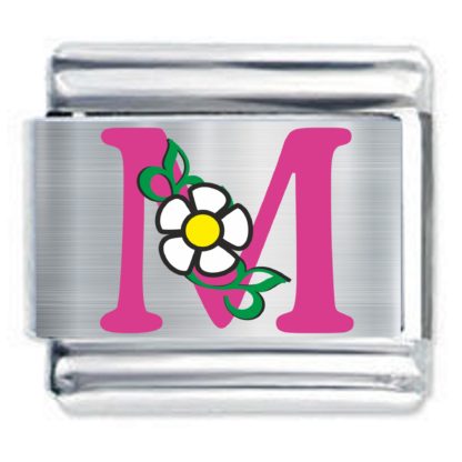 Colorev Daisy Charm - PINK DAISY LETTER M - 9mm Italian Modular charm bracelets