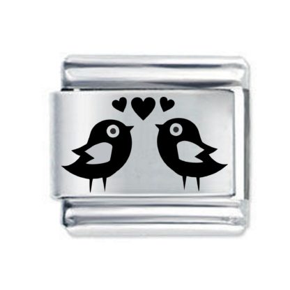 Pair of Lovebirds Etched Italian Charm - Fits all 9mm Italian Style Charms